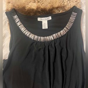 White House Black Market Black Beaded Boat Neck Tank Top! So Chic!